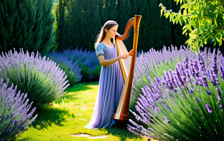 Serene Musician**
"A fully clothed woman playing a harp in a sunlit garden, surrounded by lavender bushes, wearing a modest flowing dress, appropriate attire, safe for work, perfect anatomy, correct proportions, natural pose, professional photography, high quality, family-friendly, evoking calm and serenity, inspired by French impressionism."
**