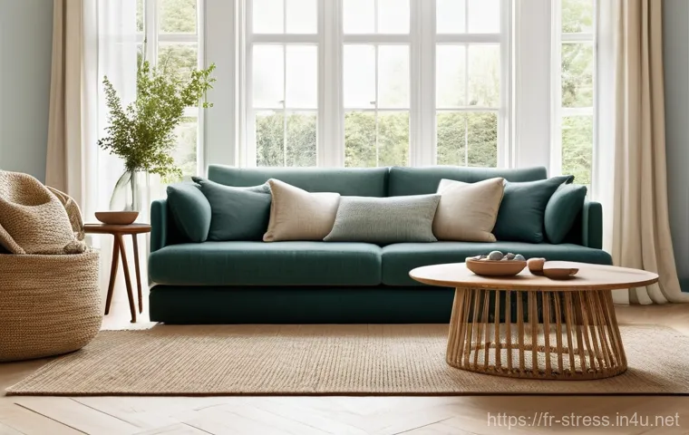 스트레스 해소를 위한 환경 설정 - Image Prompt 1: Serene & Soft-Hued Living Room**