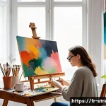 스트레스 해소를 위한 자신만의 취미 찾기 - A peaceful indoor scene of a cozy creative workspace in a bright Parisian apartment, featuring an ea...